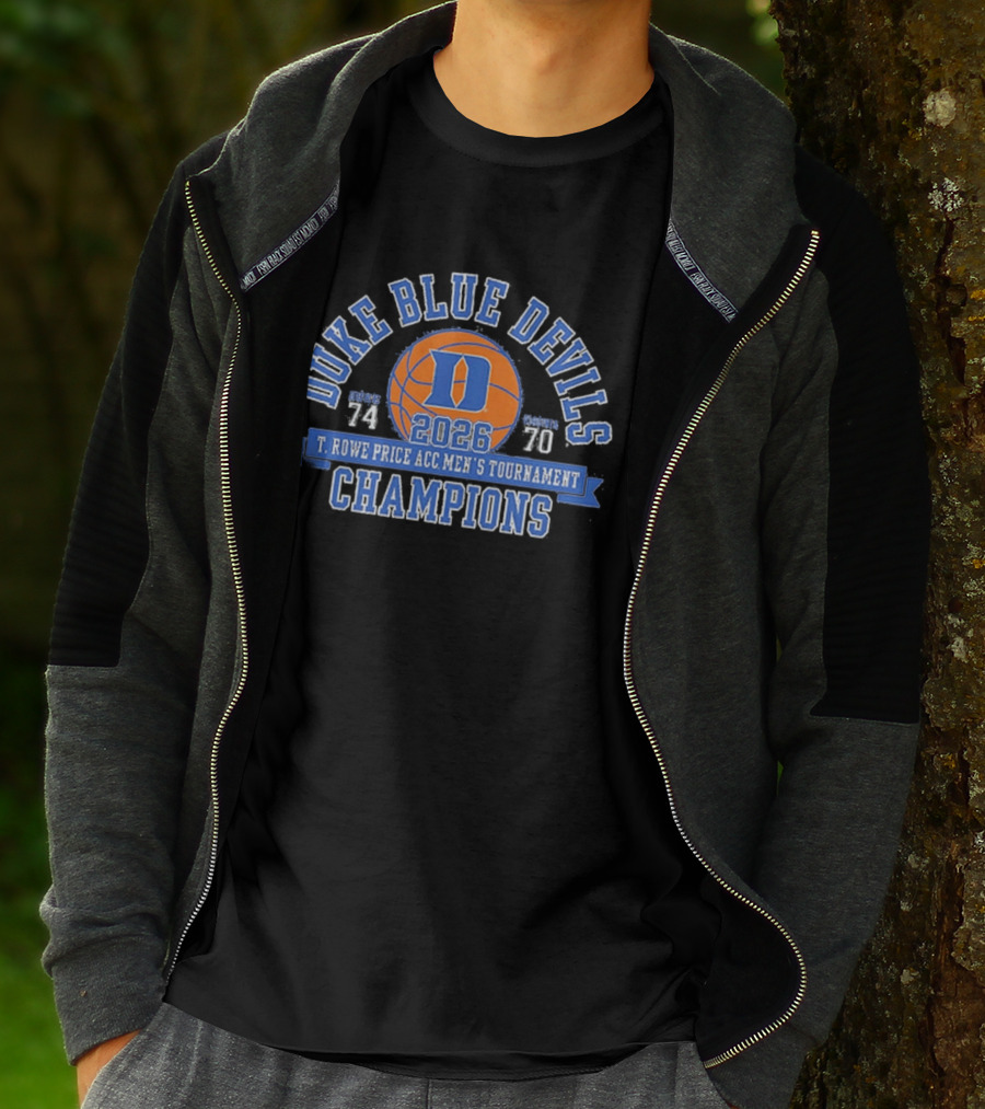 Duke Blue Devils 2026 T. Rowe Price ACC Men's Tournament Champions 74 70 T-Shirt