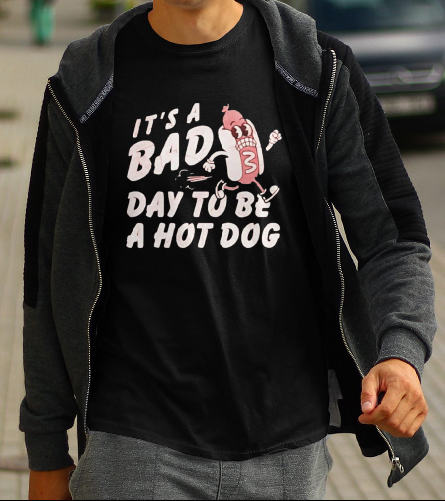It's A Bad Day To Be A Hot Dog Meme Running Cartoon T-Shirt