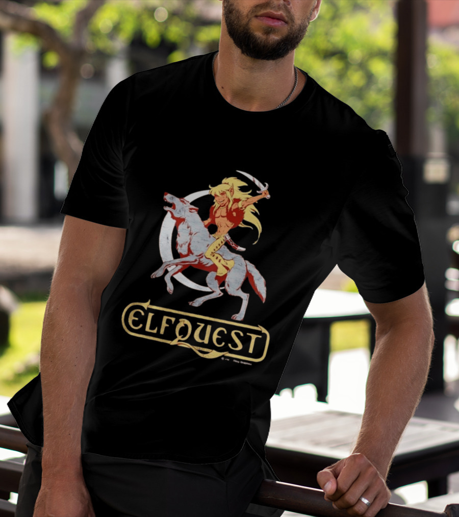 ElfQuest Cutter Riding Wolf Moon Fantasy T-Shirt