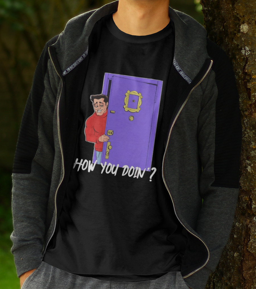 Joey Tribbiani How You Doin Cartoon Purple Door Iconic Phrase T-Shirt