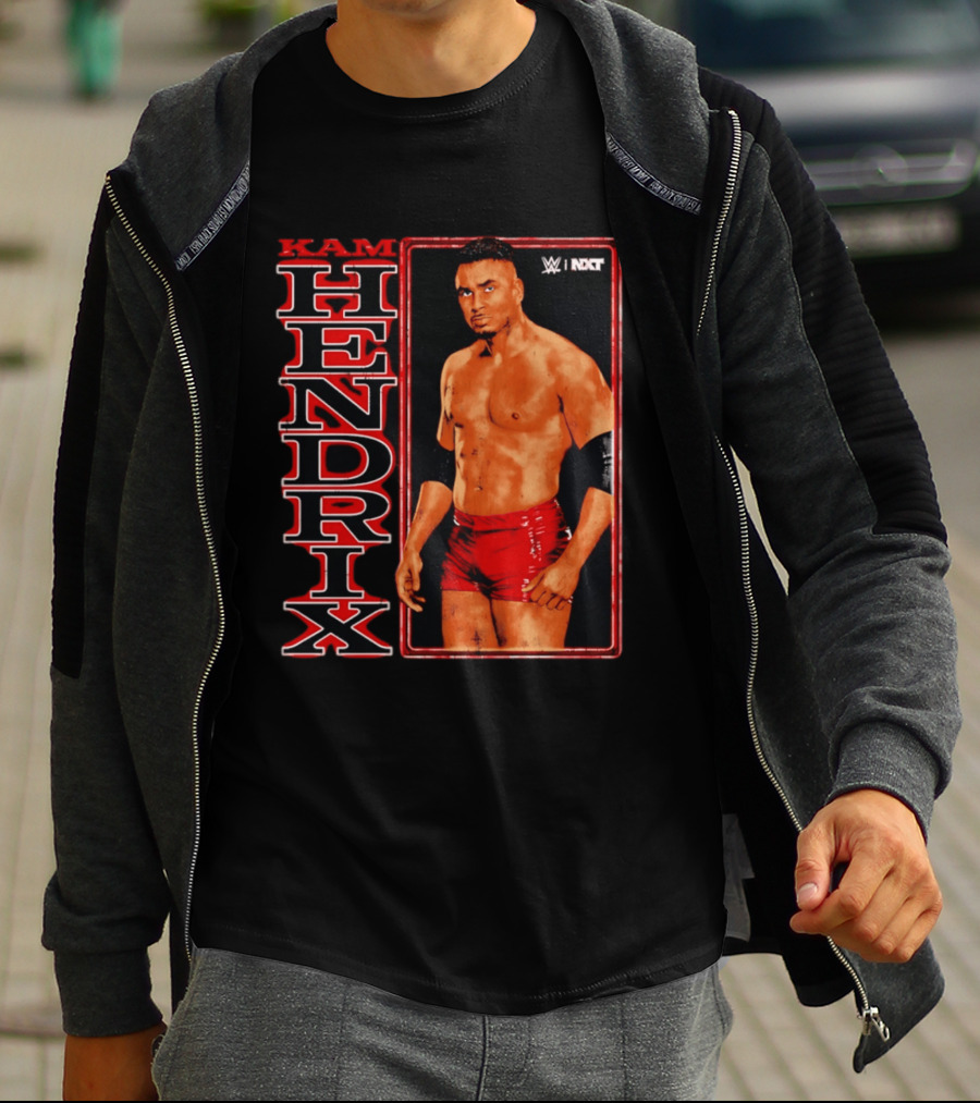 Kam Hendrix WWE NXT Vertical Name Red Trunks T-Shirt
