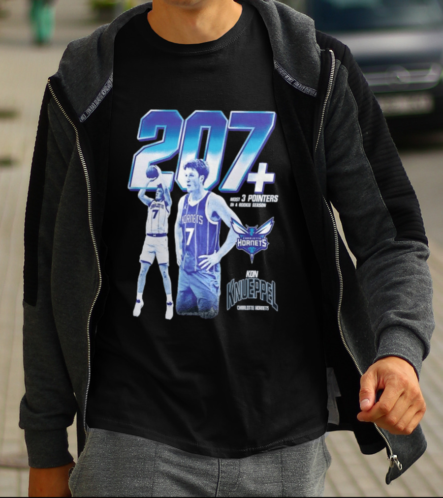 207+ Most 3 Pointers In NBA Rookie Season Kon Knueppel Charlotte Hornets T-Shirt