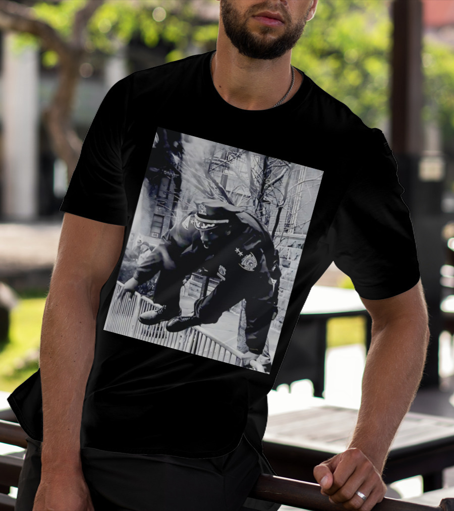 Chief Aaron Edwards American Hero Police Officer Jumping Fence T-Shirt