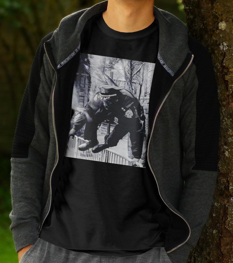 Chief Aaron Edwards American Hero Police Officer Jumping Fence T-Shirt