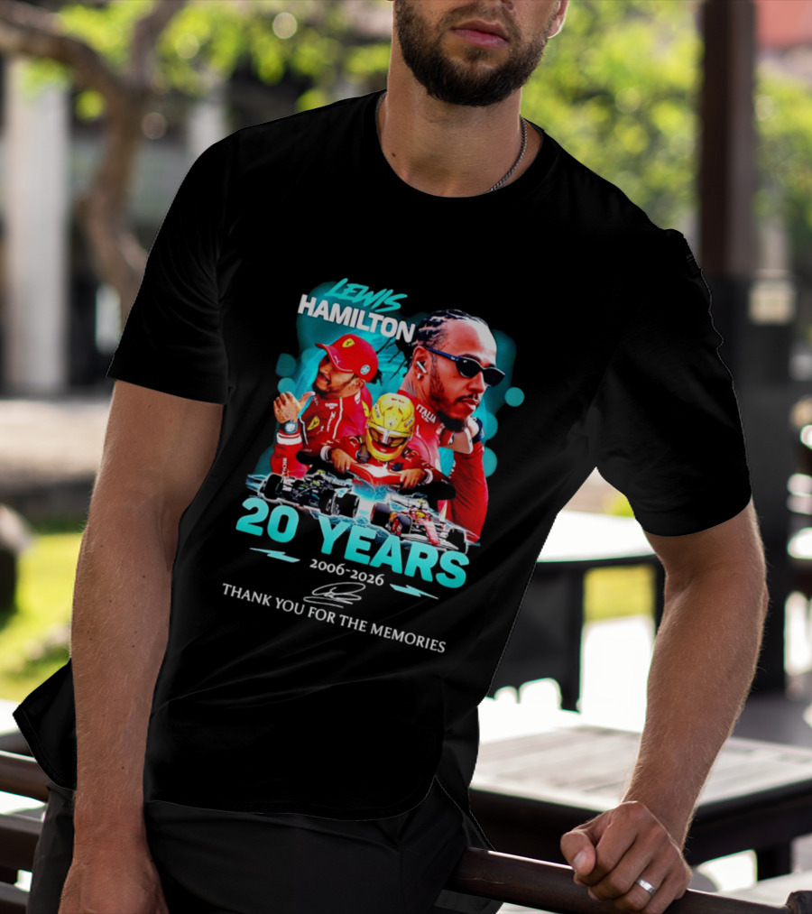 Lewis Hamilton 20 Years 2006 2026 Thank You For The Memories Ferrari F1 Racing Celebration T-Shirt