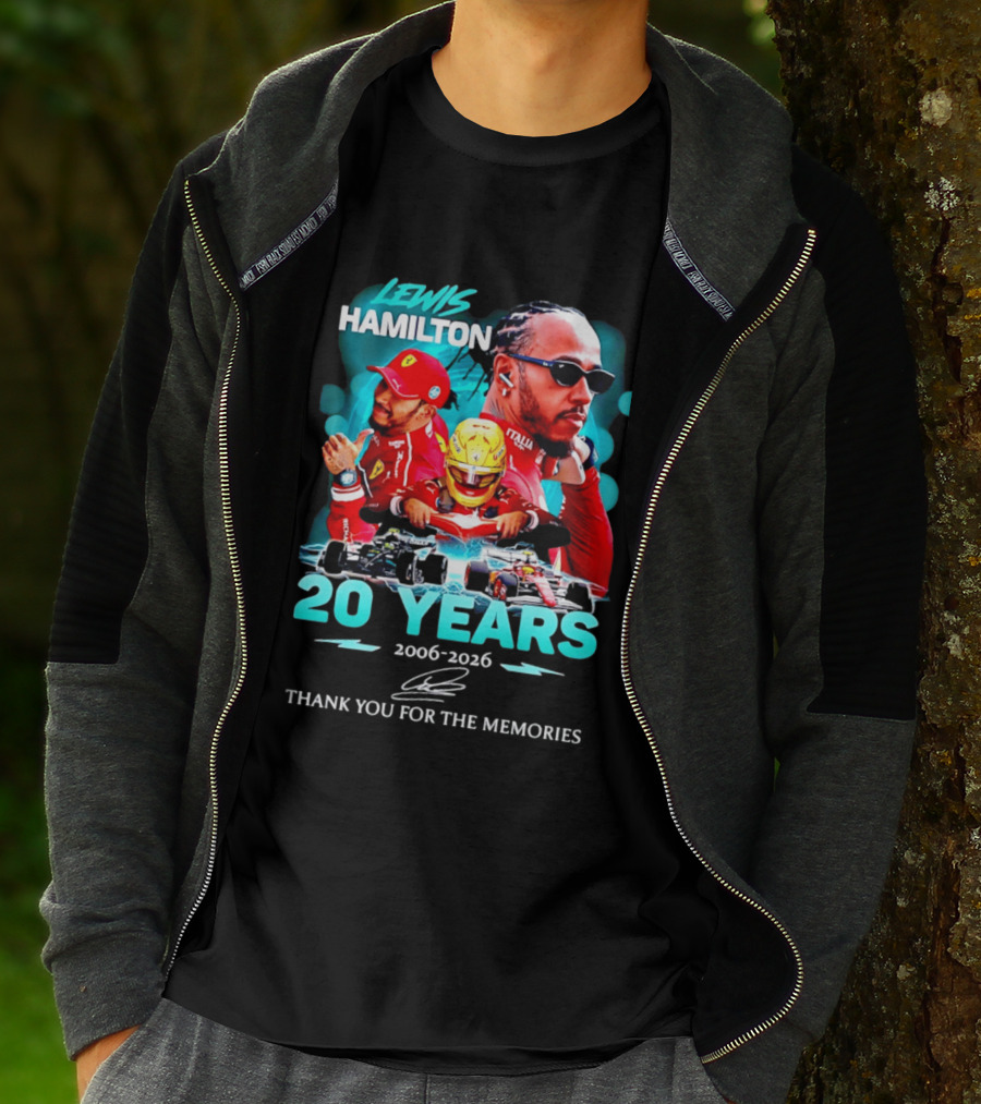 Lewis Hamilton 20 Years 2006 2026 Thank You For The Memories Ferrari F1 Racing Celebration T-Shirt