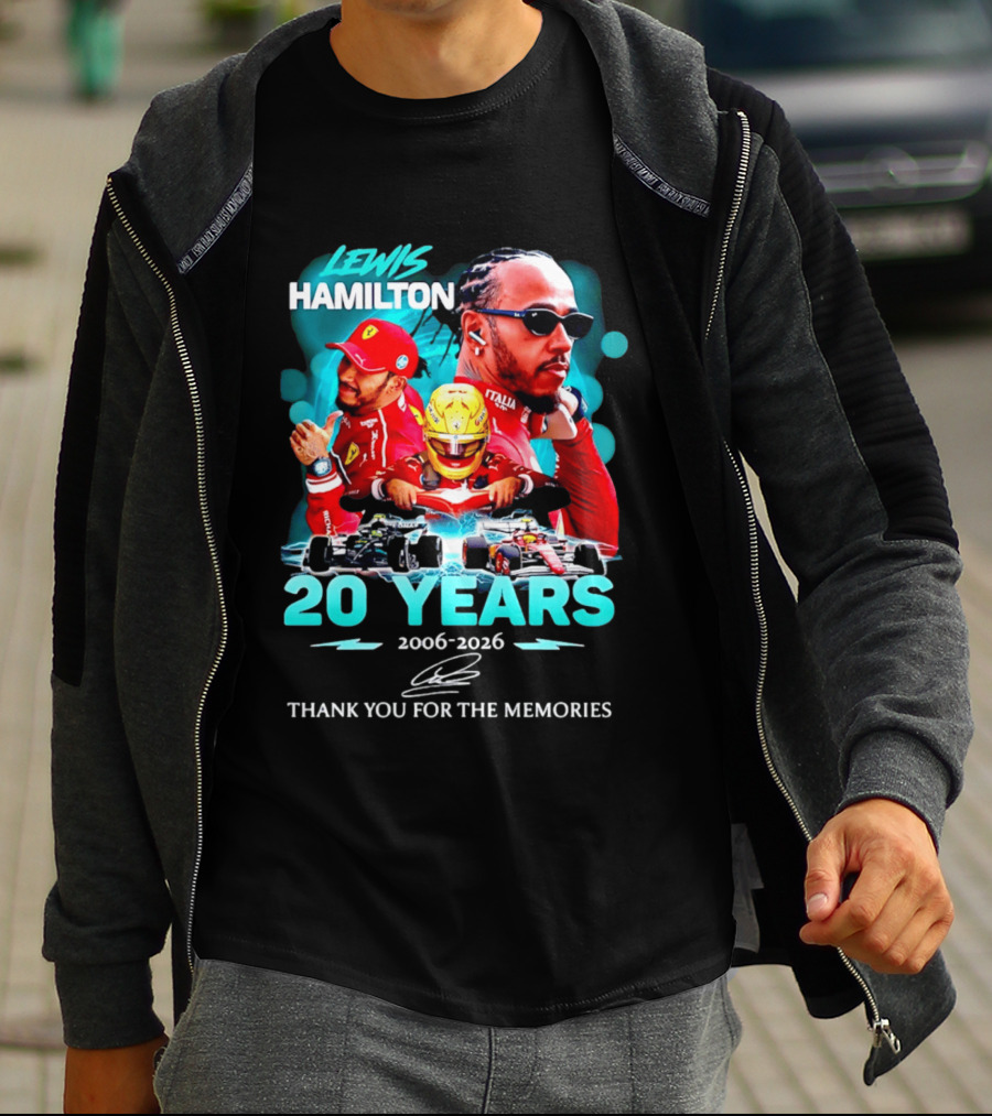 Lewis Hamilton 20 Years 2006 2026 Thank You For The Memories Ferrari F1 Racing Celebration T-Shirt