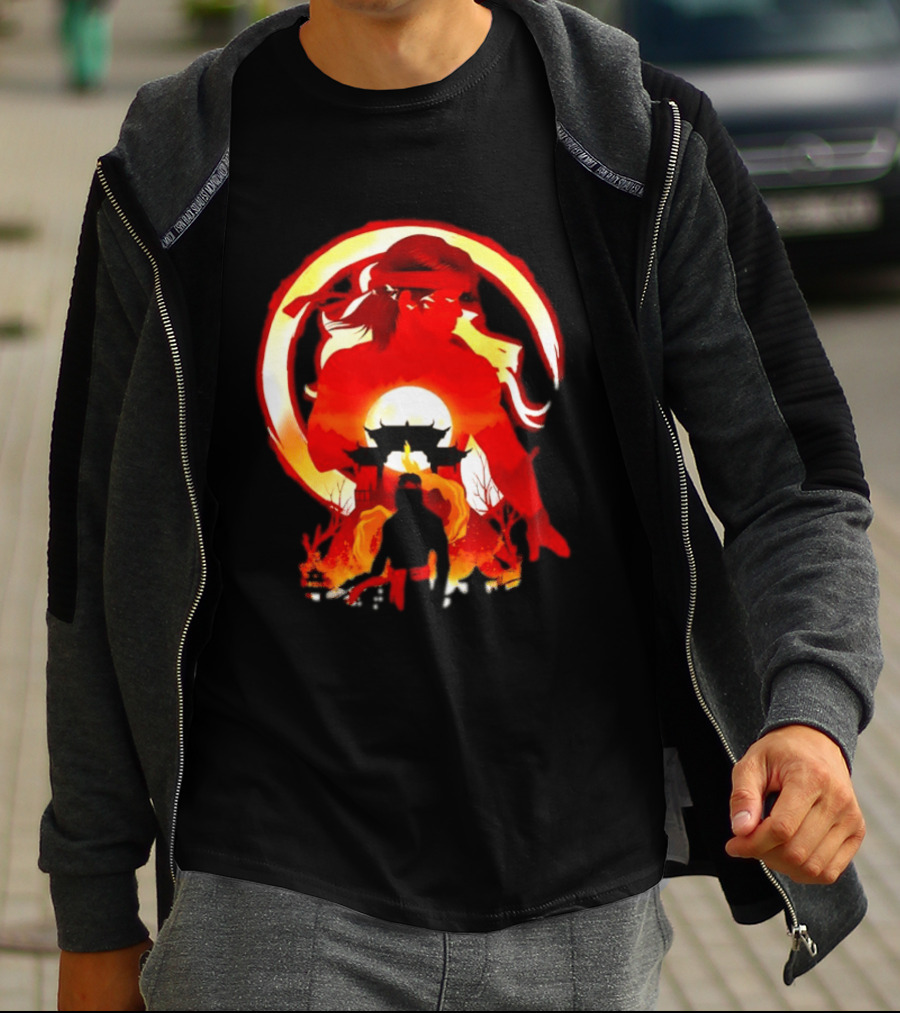 Liu Kang Mortal Kombat Dragon Circle Fire Temple Scene T-Shirt
