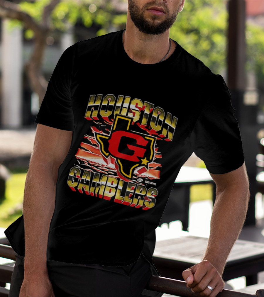Houston Gamblers UFL Texas Map Star T-Shirt