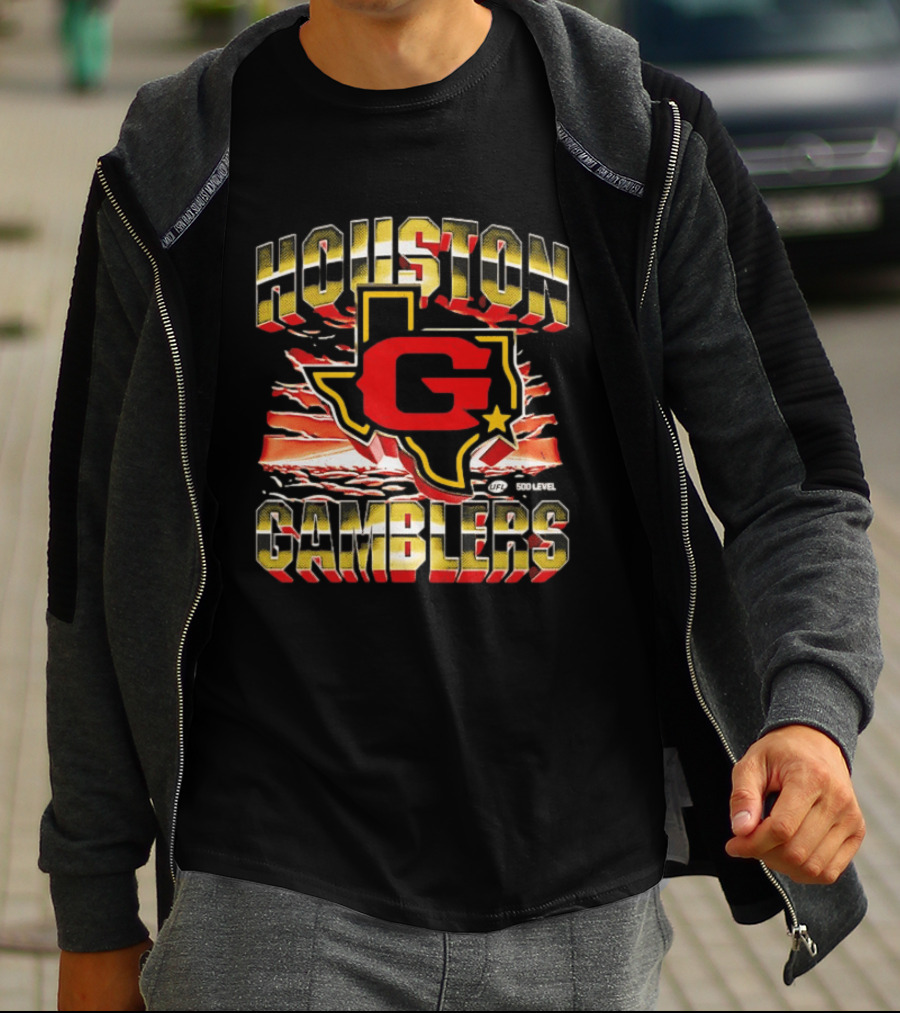 Houston Gamblers UFL Texas Map Star T-Shirt