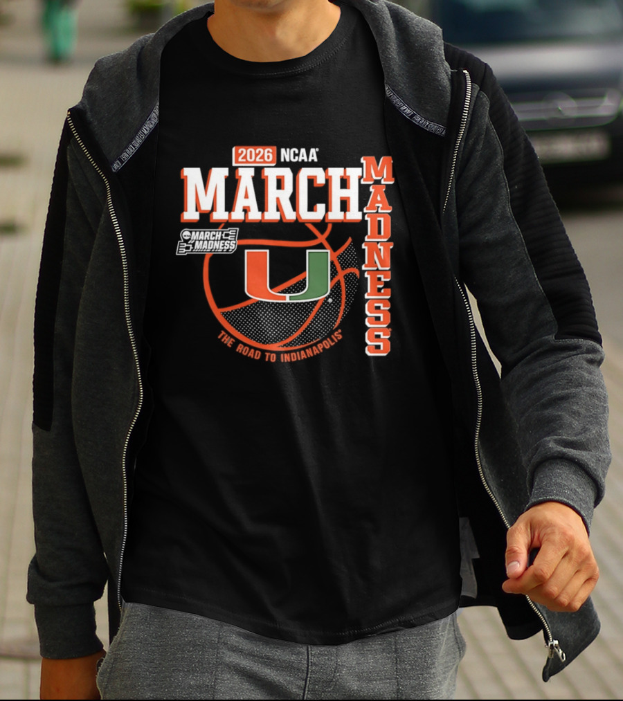 NCAA March Madness 2026 Miami Hurricanes The Road To Indianapolis T-Shirt
