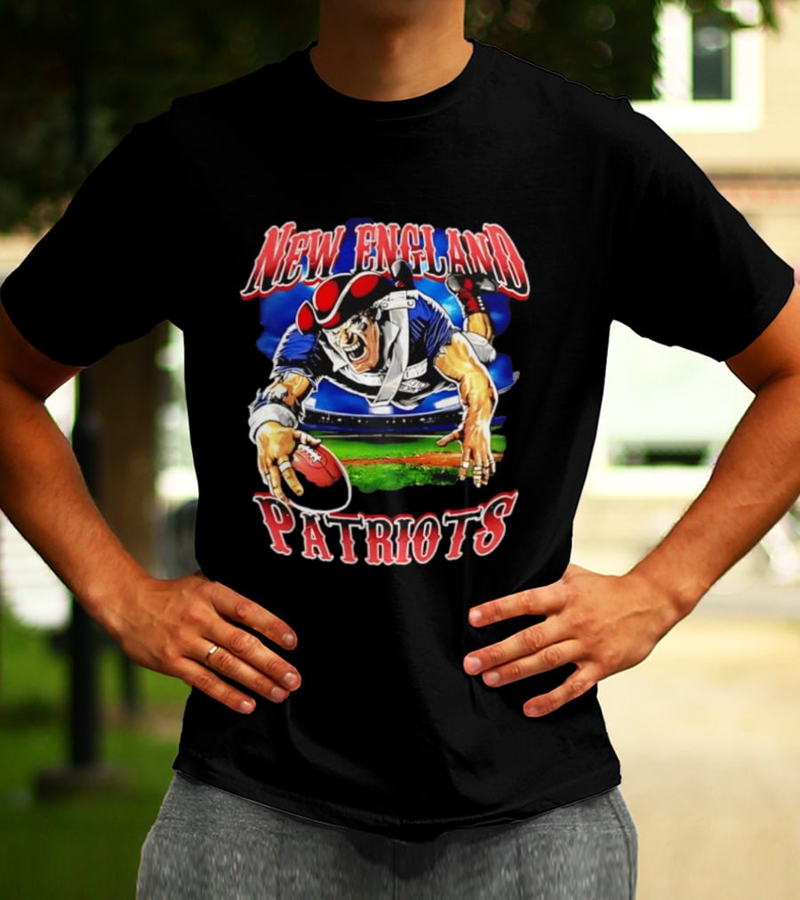 New England Patriots Mascot Diving With Football T-Shirt