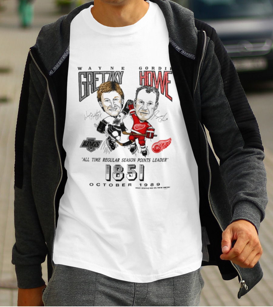 Wayne Gretzky Gordie Howe Regular Season Points Leader October 1989 1851 T-Shirt