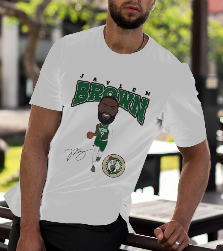 Jaylen Brown Boston Celtics Hardwood Comic Celtics Player Caricature T-Shirt