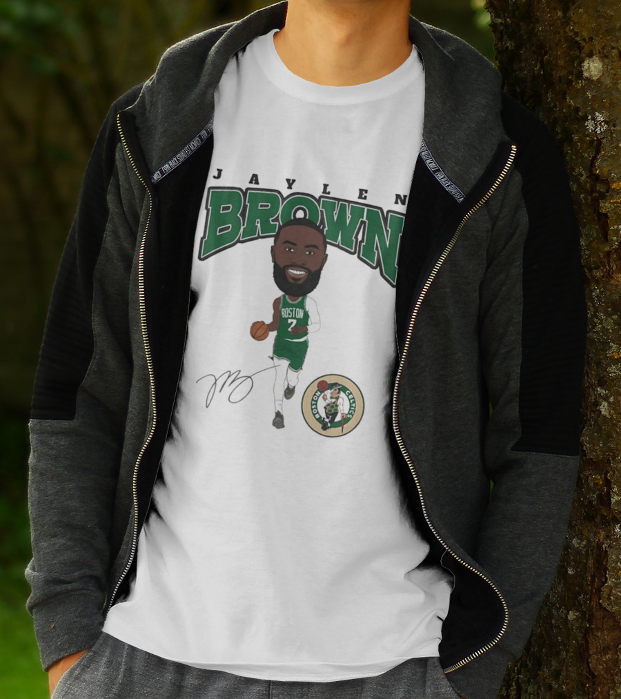 Jaylen Brown Boston Celtics Hardwood Comic Celtics Player Caricature T-Shirt