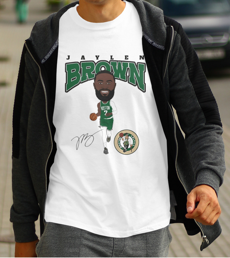Jaylen Brown Boston Celtics Hardwood Comic Celtics Player Caricature T-Shirt
