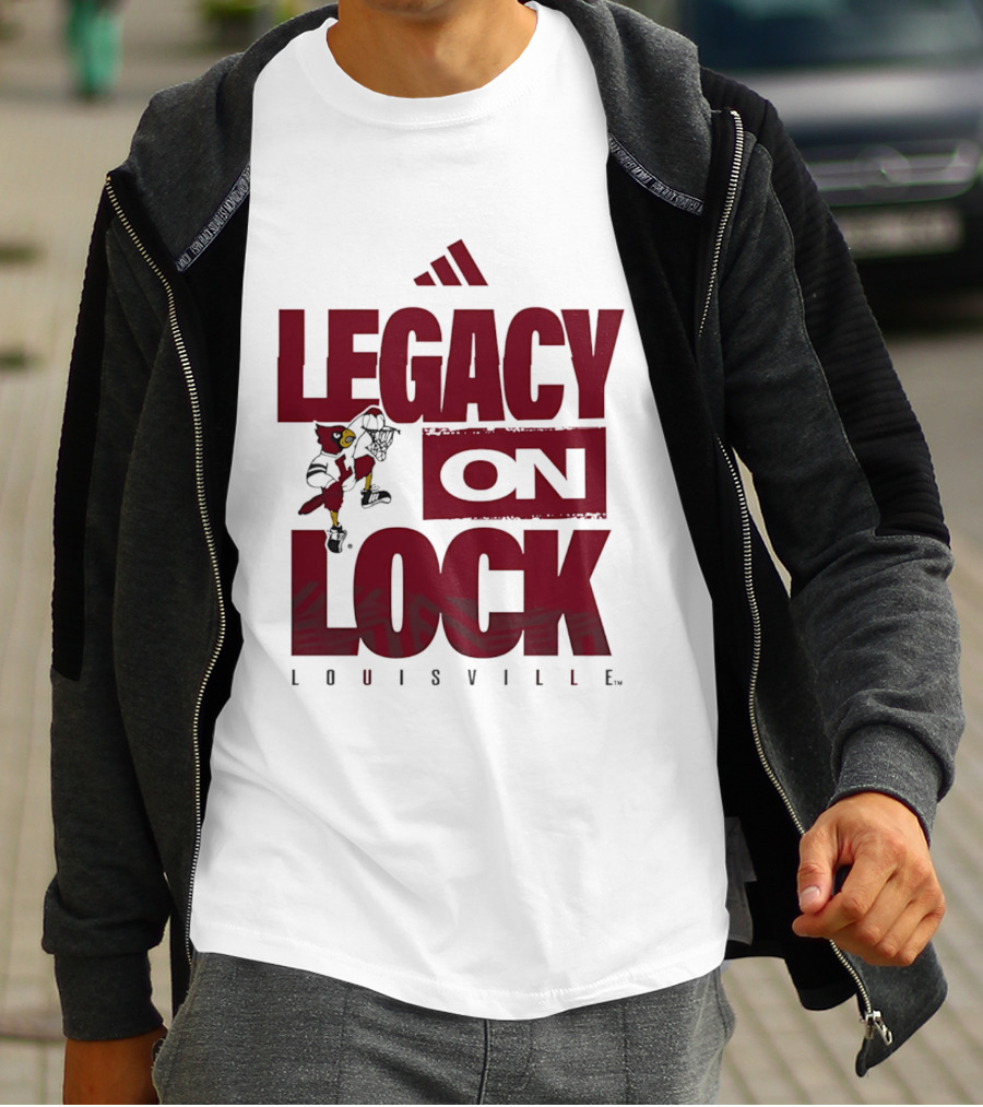 Louisville Cardinals Legacy On Lock Adidas Basketball T-Shirt
