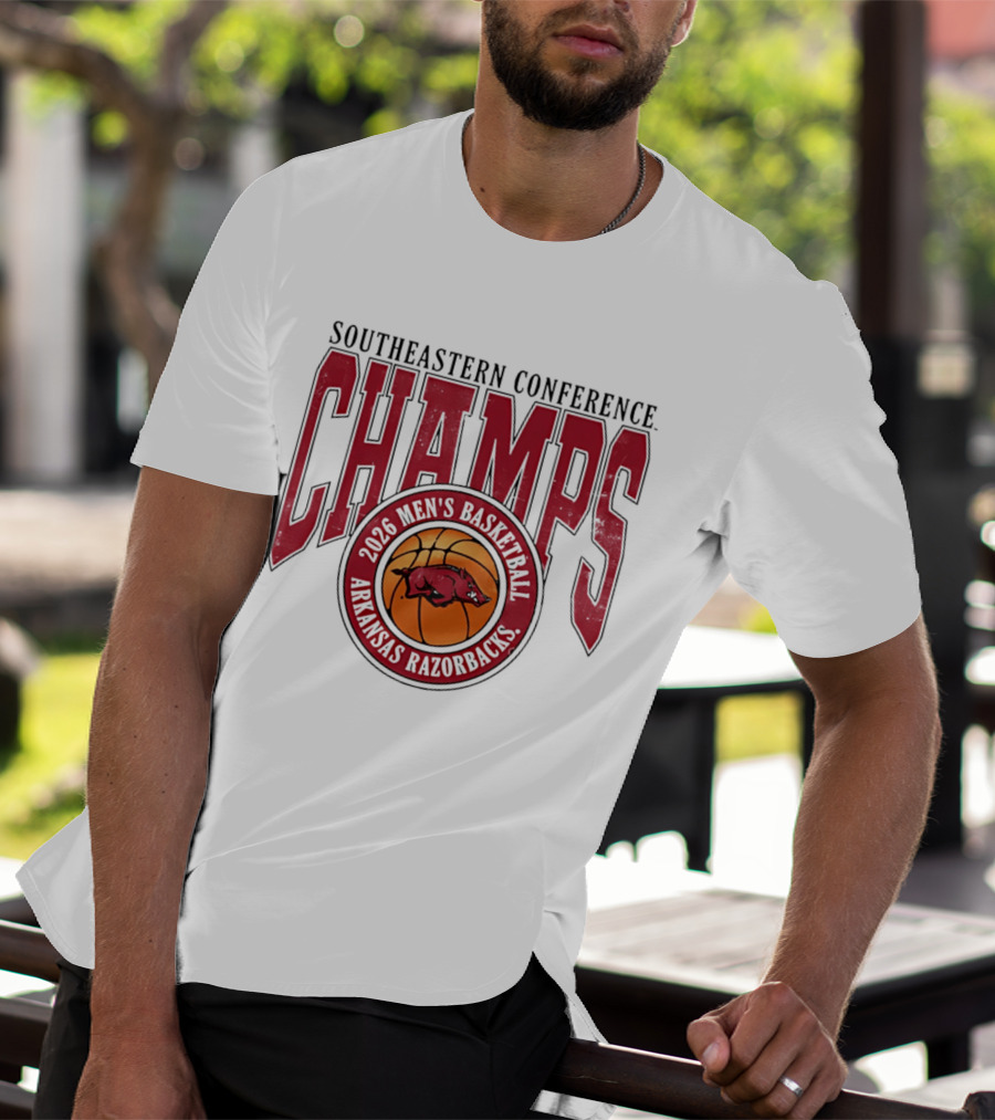 2026 Arkansas Razorbacks Men's Basketball Southeastern Conference Champs T-Shirt