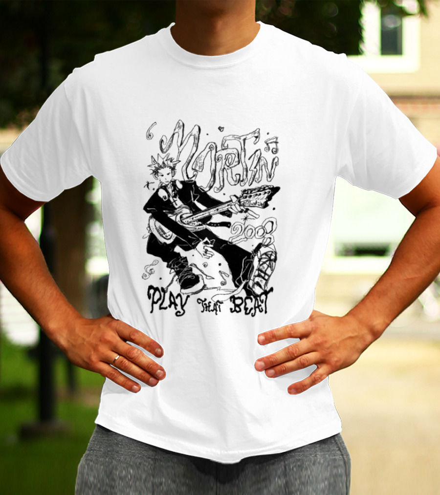 Martin 2008 Play That Beat Musician With Guitar T-Shirt
