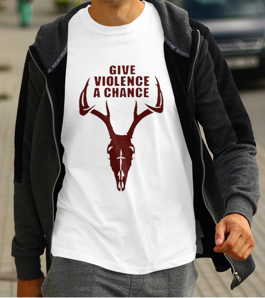 Give Violence A Chance 2026 Antler Skull T-Shirt