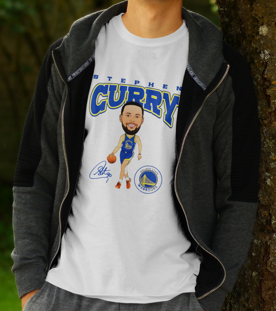 Stephen Curry Golden State Warriors Hardwood Comic Player Signature T-Shirt