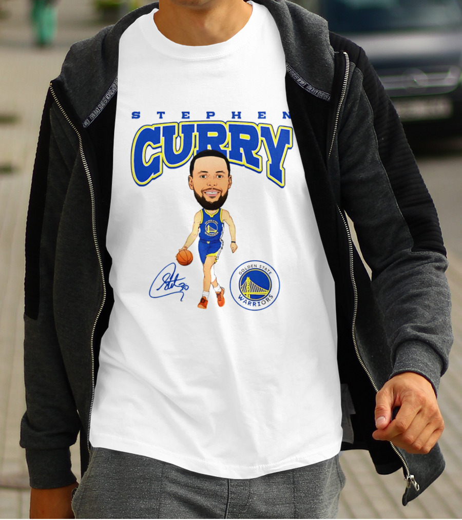 Stephen Curry Golden State Warriors Hardwood Comic Player Signature T-Shirt