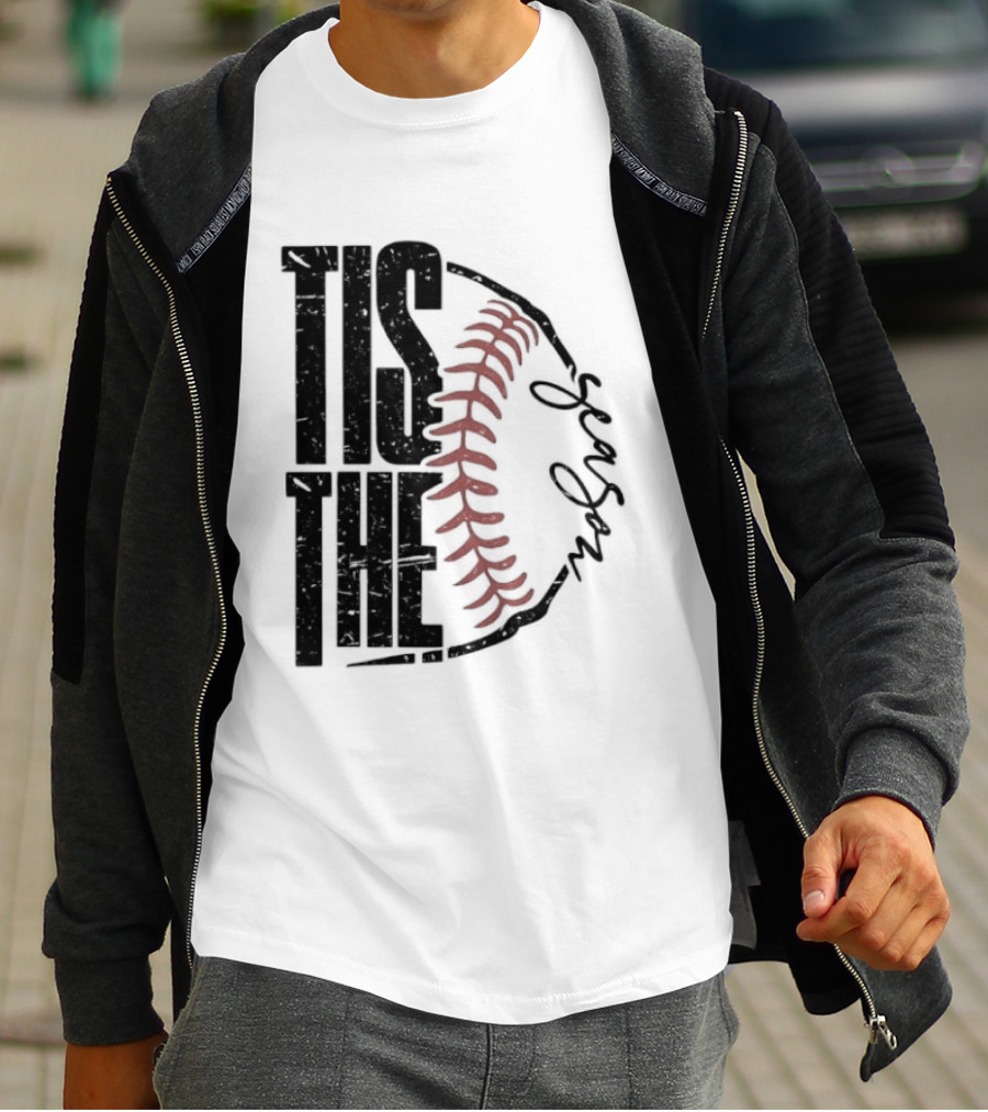 Tis The Season Baseball Stitch Spiral T-Shirt