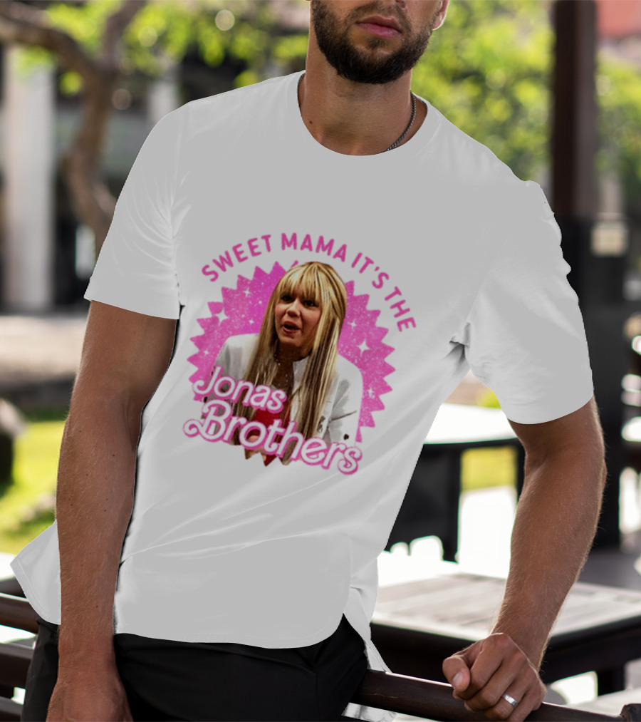 Sweet Mama It's The Jonas Brothers Blond Character Pink Sparkle T-Shirt