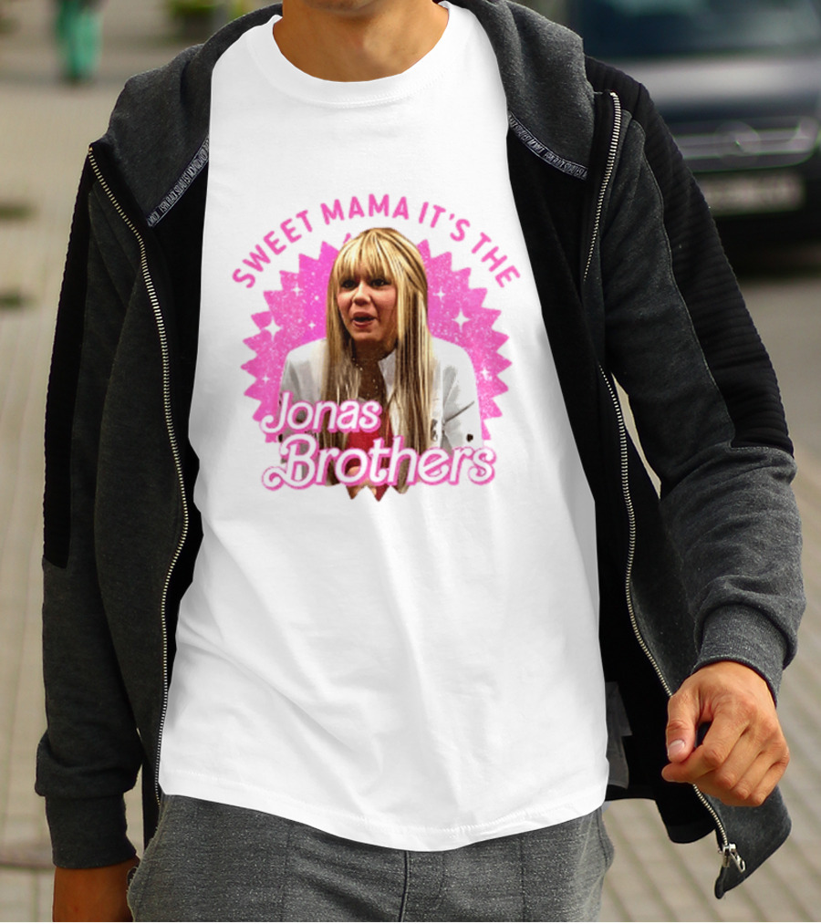 Sweet Mama It's The Jonas Brothers Blond Character Pink Sparkle T-Shirt