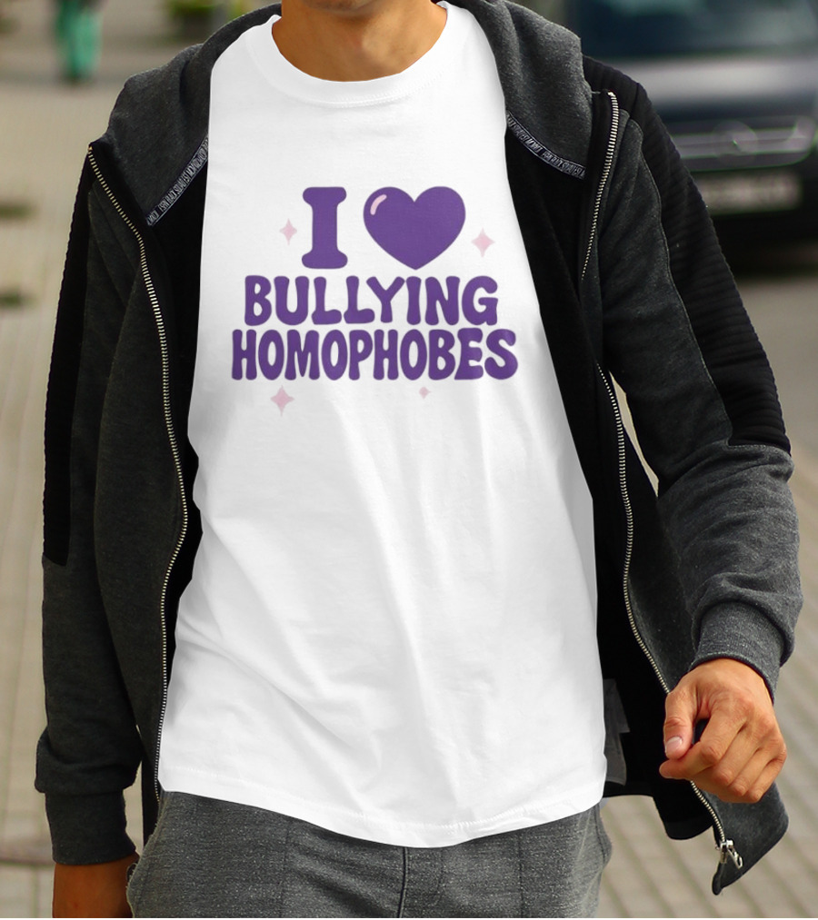 I Love Bullying Homophobes Heart Design With Sparkles T-Shirt