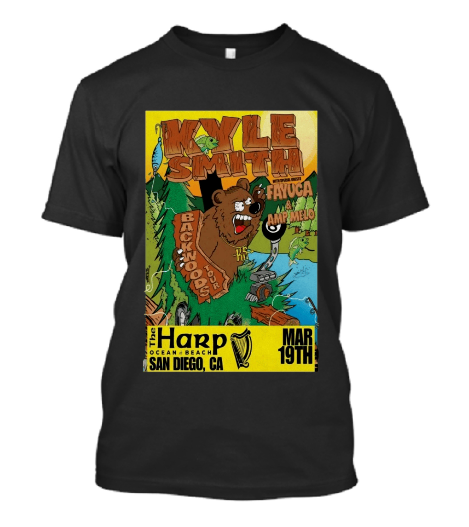 Kyle Smith Backwoods Tour Fayuca Amp Melo The Harp San Diego March 19th T-Shirt