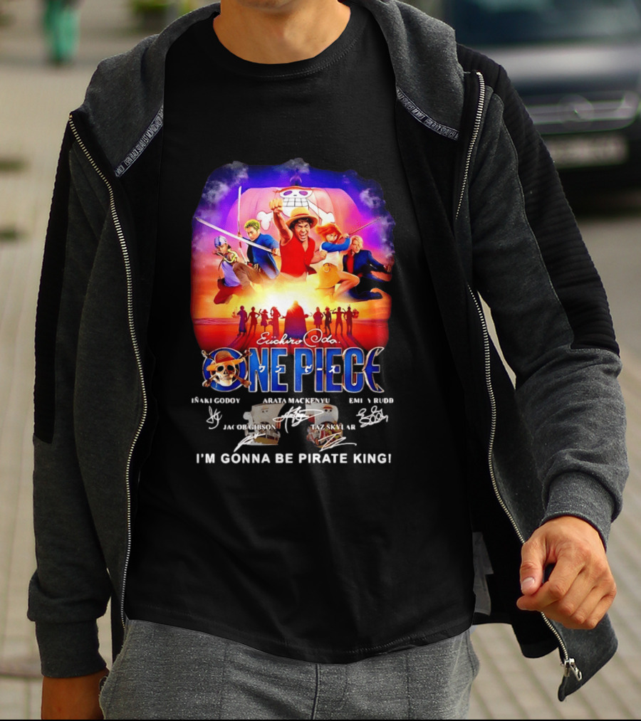 Euichiro Oda One Piece I'm Gonna Be Pirate King Luffy Cast Autographs T-Shirt