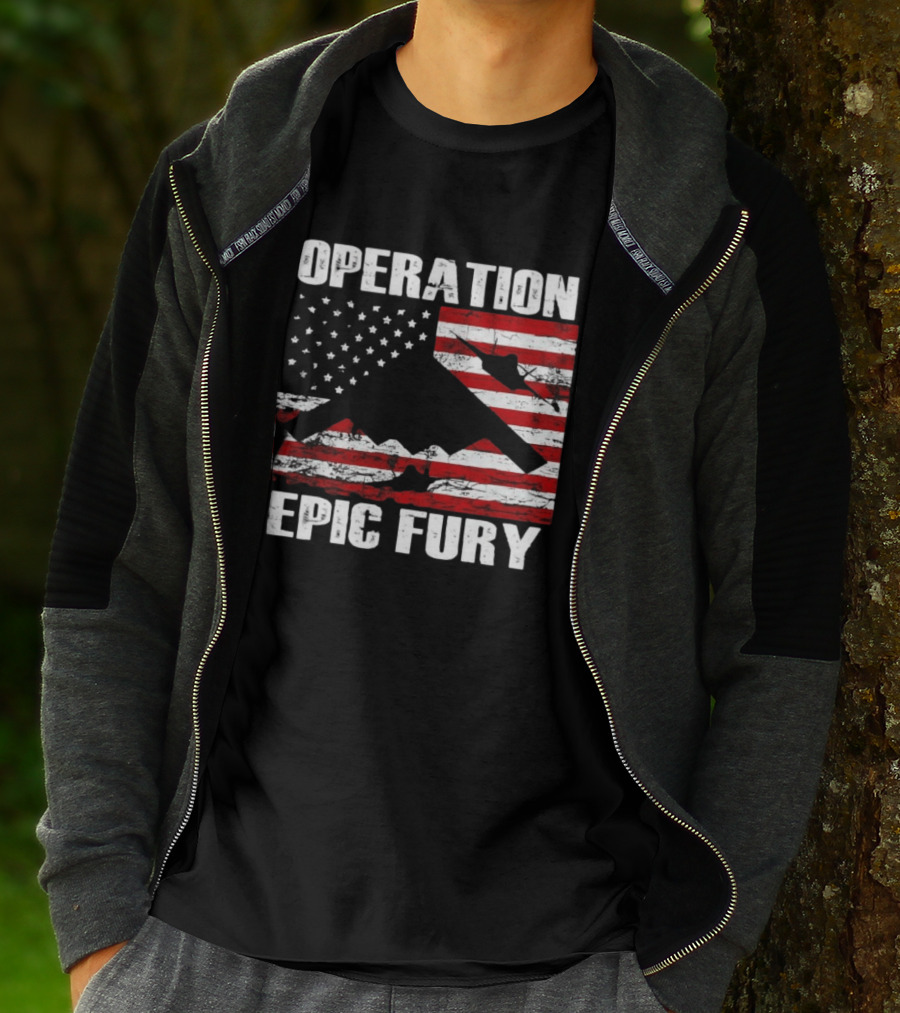 Operation Epic Fury B 2 Spirit Flag American Stars Stripes T-Shirt