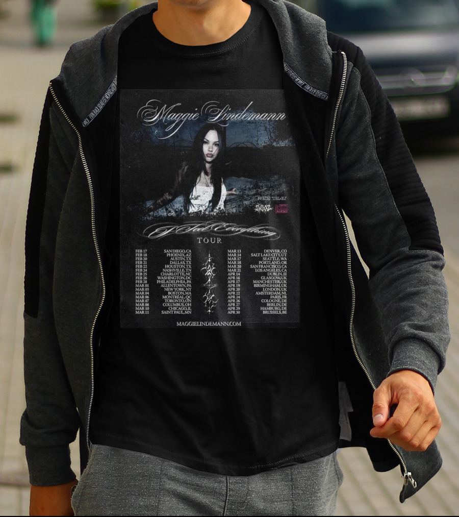 Maggie Lindemann I Feel Everything Tour 2026 Schedule MaggieLindemann.com Featuring Sucker Punch AAGBL Audio T-Shirt