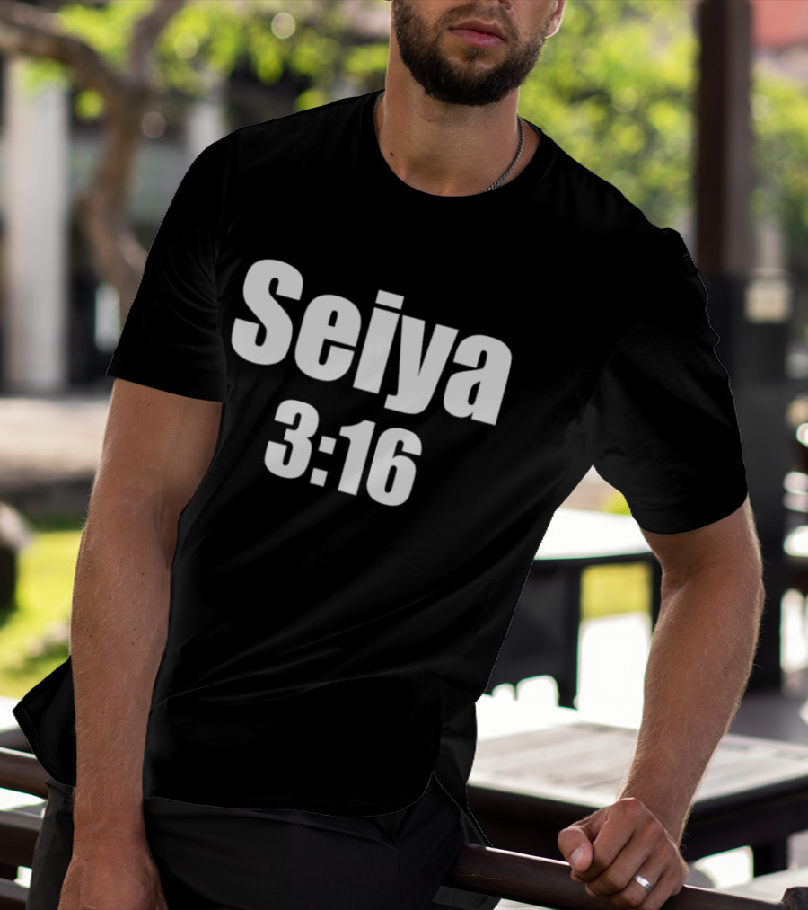 Seiya 3:16 Bold Text Design Iconography T-Shirt