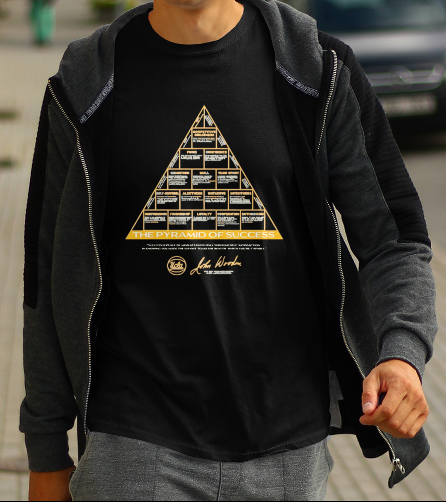 UCLA John Wooden The Pyramid Of Success Team Spirit Poise Confidence Loyalty Cooperation Initiative T-Shirt