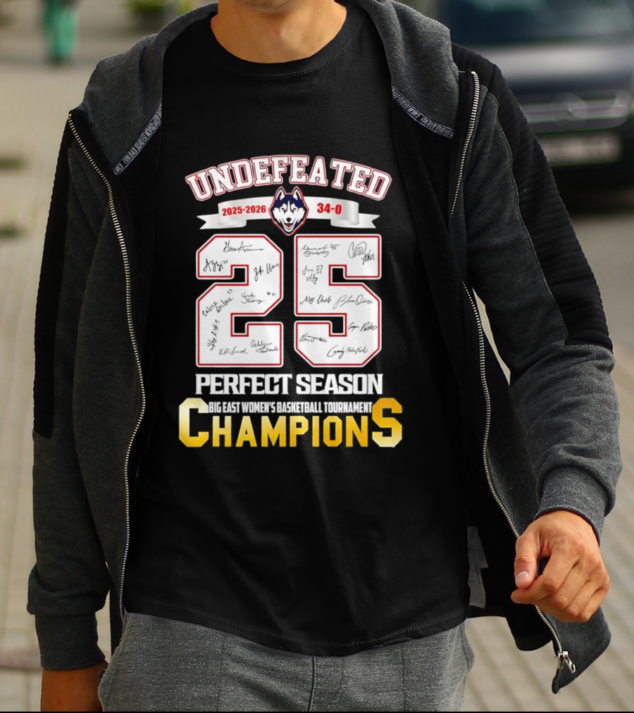 Undefeated Uconn Huskies 2025 2026 Perfect Season 34 0 Champions T-Shirt