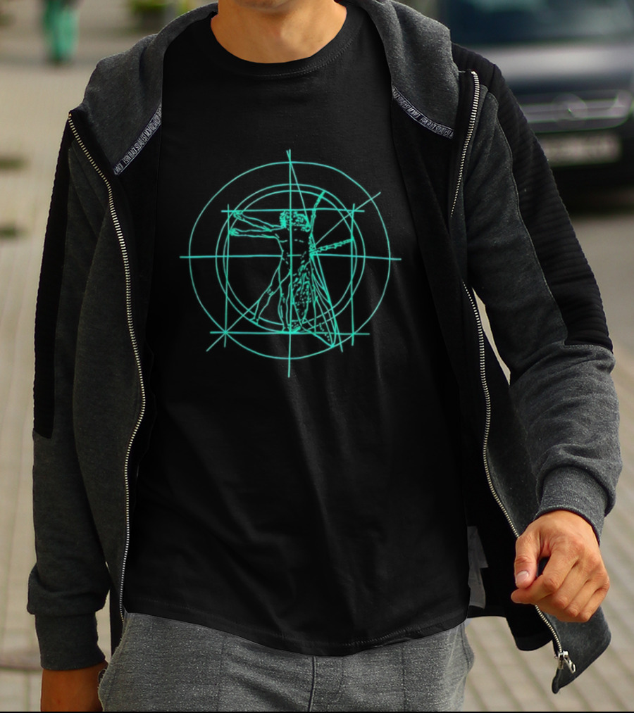Vitruvian Brundlefly Sketch Fusion T-Shirt