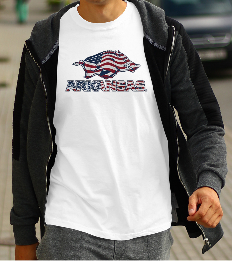 Arkansas Razorbacks American Flag Hog Patriotic T-Shirt