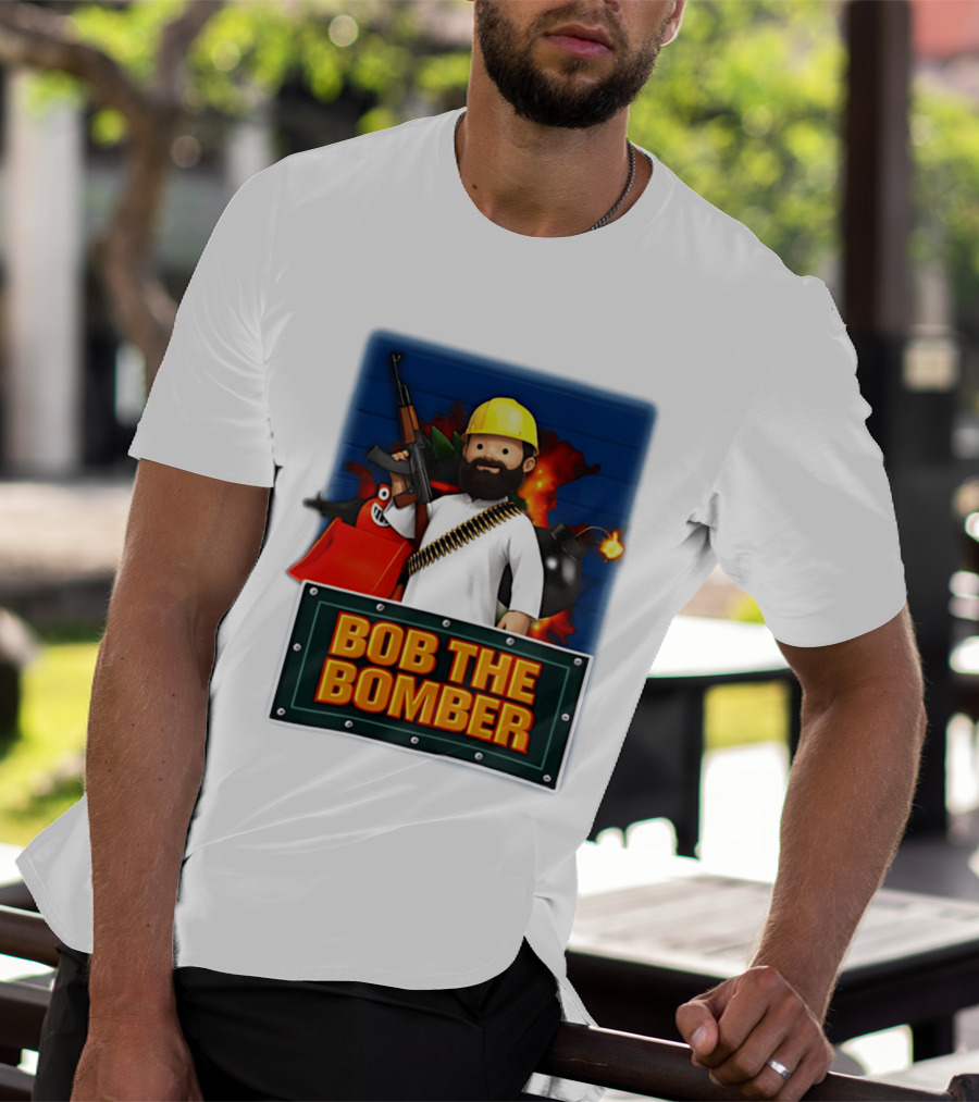 Bob The Bomber Cartoon Character With Gun And Explosives T-Shirt