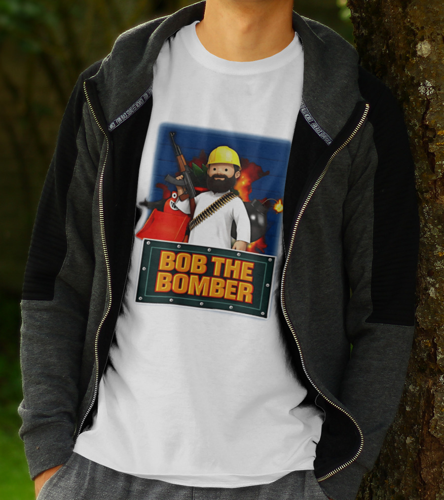 Bob The Bomber Cartoon Character With Gun And Explosives T-Shirt