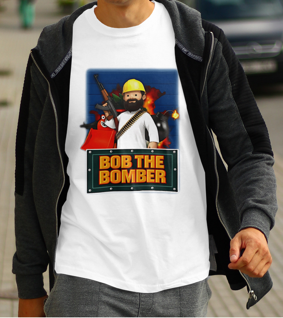 Bob The Bomber Cartoon Character With Gun And Explosives T-Shirt