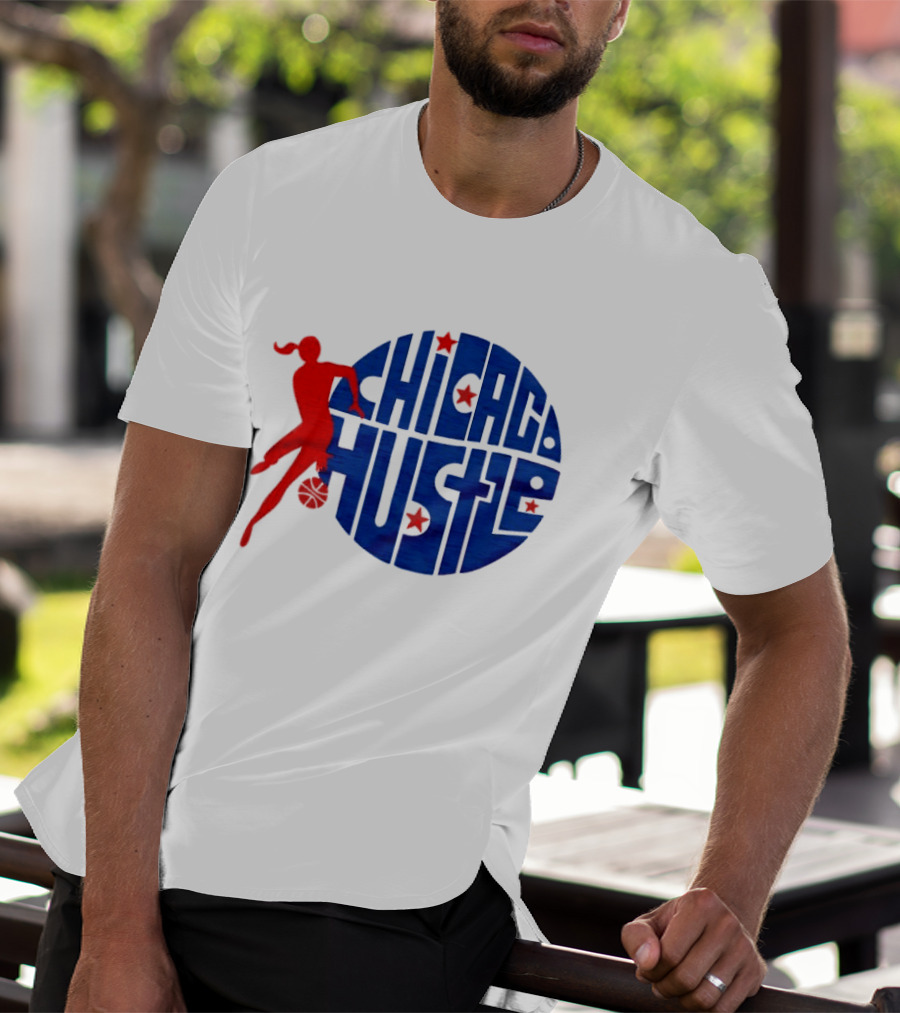 Chicago Hustle WPBL Basketball Red Player Blue Circle T-Shirt