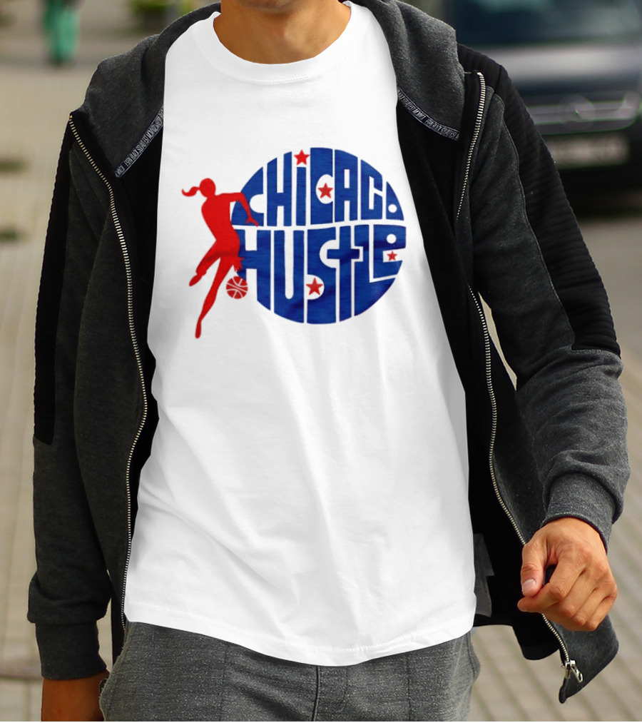 Chicago Hustle WPBL Basketball Red Player Blue Circle T-Shirt