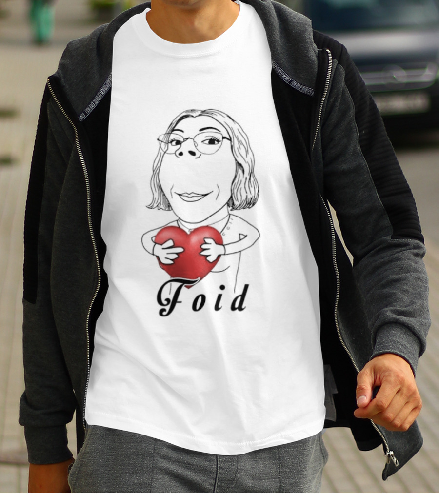 Foid Girl Hugs Heart Sketch Lovable Red Heart Embrace T-Shirt