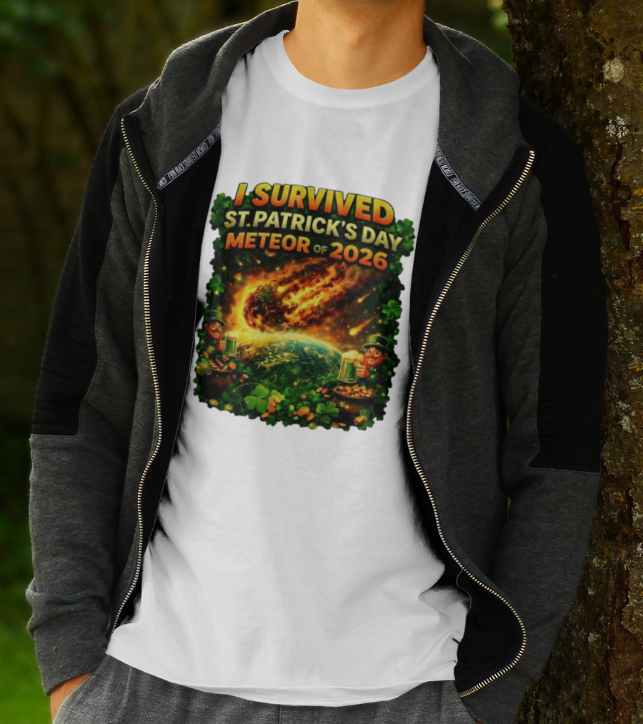 I Survived St. Patrick's Day Meteor Of 2026 Leprechaun Shamrock Adventure T-Shirt