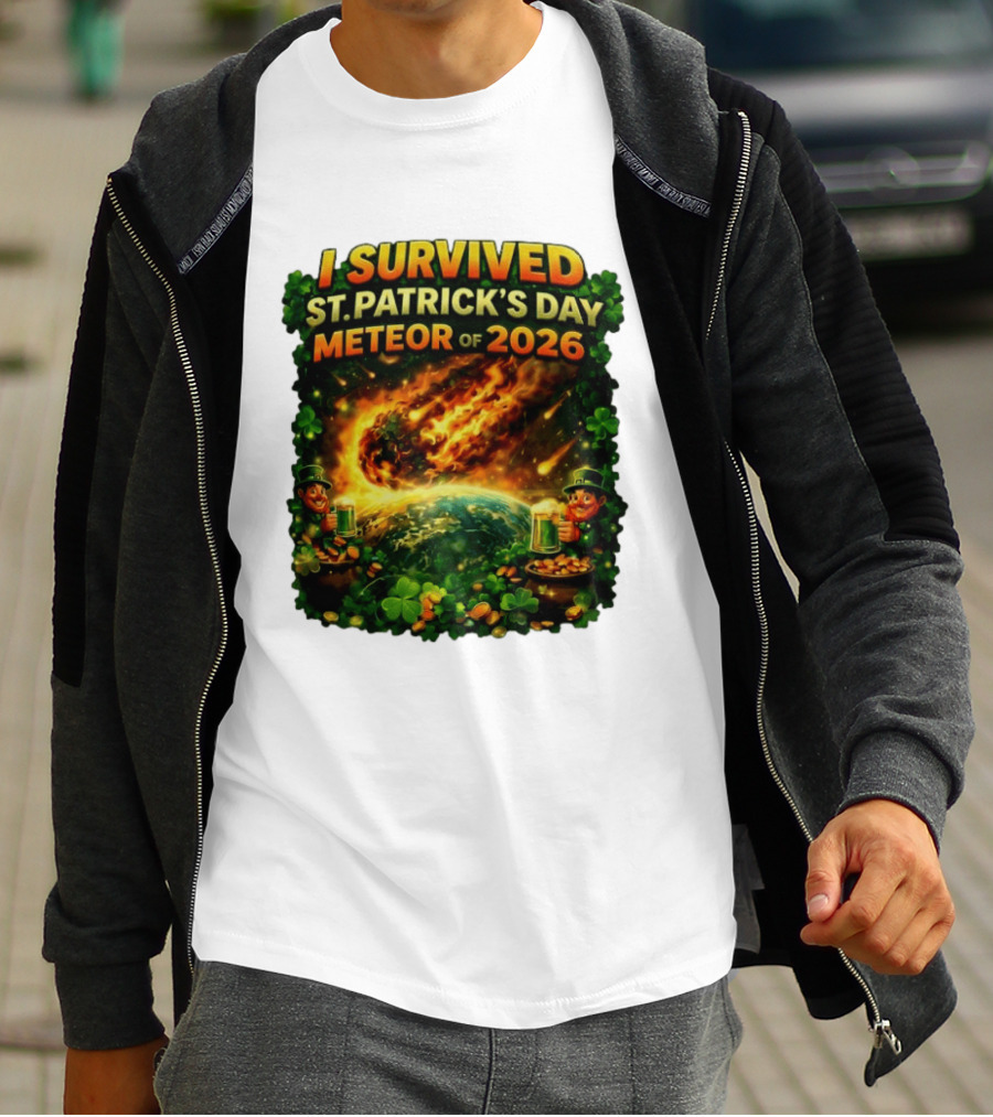 I Survived St. Patrick's Day Meteor Of 2026 Leprechaun Shamrock Adventure T-Shirt