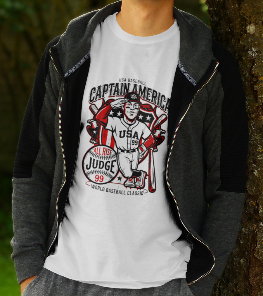 USA Baseball Captain America All Rise Judge 99 World Baseball T-Shirt