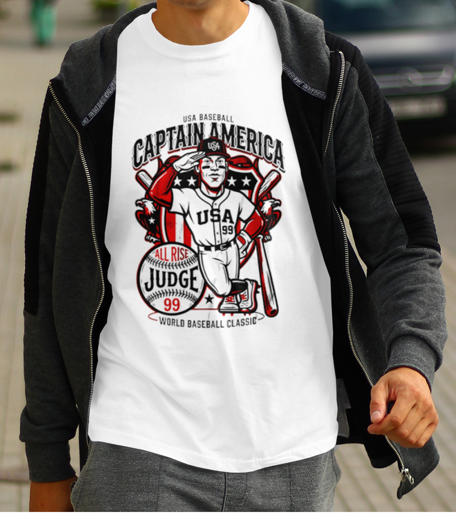 USA Baseball Captain America All Rise Judge 99 World Baseball T-Shirt