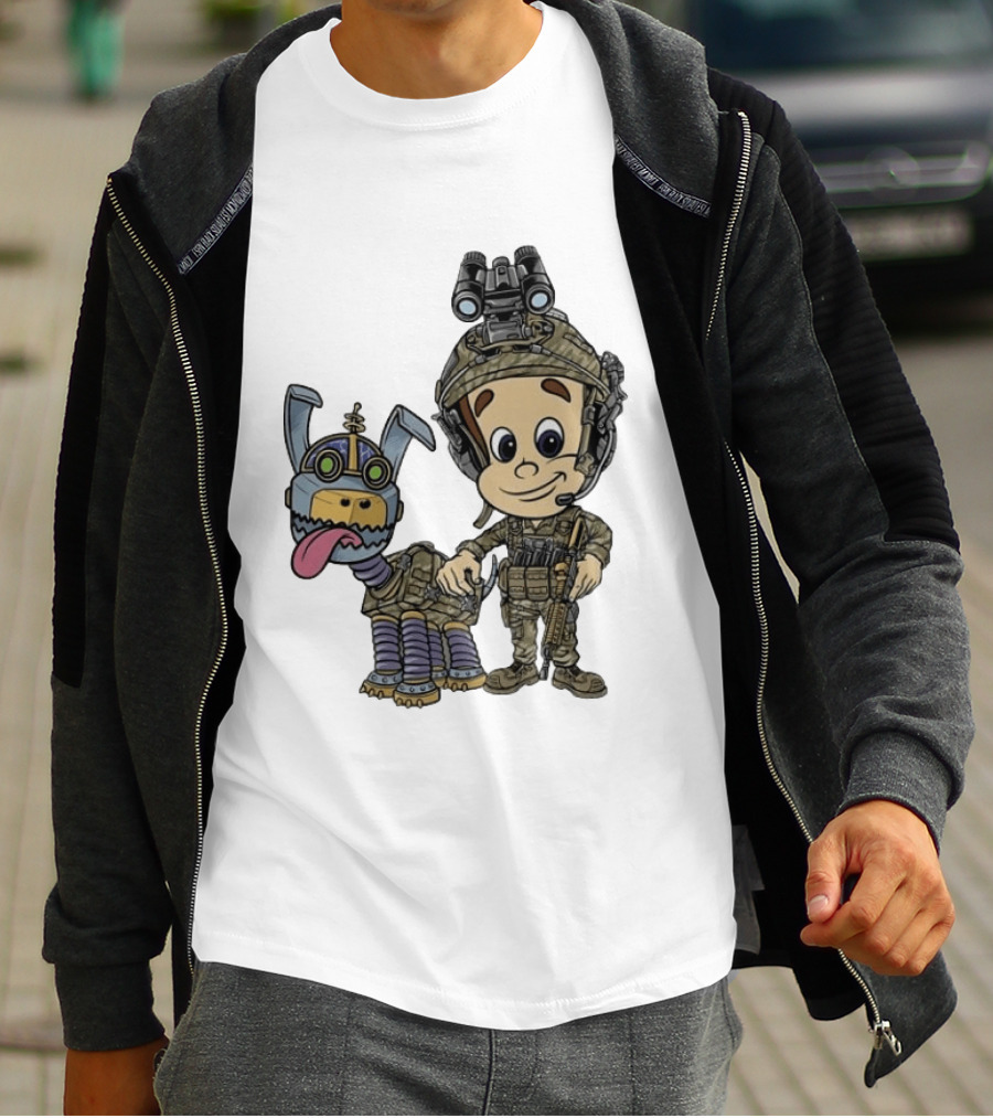 Tactical Cartoon Characters Jimmy And Goddard In Military Gear T-Shirt